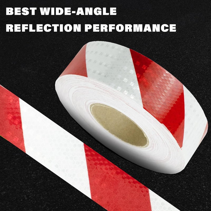 SWRT 2 Inch X 160 FT Reflective Tape Outdoor Waterproof Red & White Reflective Strong Adhesive Caution Hazard Warning Reflector Conspicuity Tape for Trailer Sign (Pack of 2) - Image 3